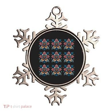 Cute Boho Floral Grid Stylized Flower Graphic Ornament