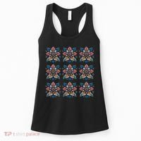 Cute Boho Floral Grid Stylized Flower Graphic Women's Tank Top thumb 0
