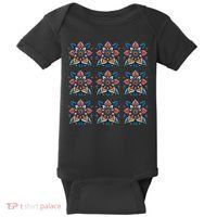 Cute Boho Floral Grid Stylized Flower Graphic Baby Bodysuit thumb 0