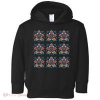 Cute Boho Floral Grid Stylized Flower Graphic Toddler Hoodie thumb 0