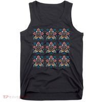 Cute Boho Floral Grid Stylized Flower Graphic Tank Top thumb 0