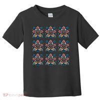 Cute Boho Floral Grid Stylized Flower Graphic Toddler T-Shirt thumb 0