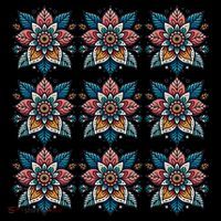 Cute Boho Floral Grid Stylized Flower Graphic Toddler T-Shirt thumb 4