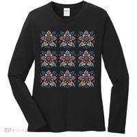 Cute Boho Floral Grid Stylized Flower Graphic Women's Long Sleeve Shirt thumb 0