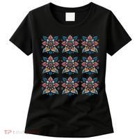 Cute Boho Floral Grid Stylized Flower Graphic Women's T-Shirt thumb 0