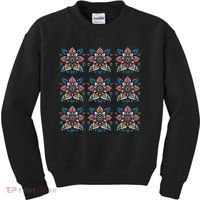 Cute Boho Floral Grid Stylized Flower Graphic Kids Sweatshirt thumb 0