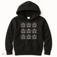 Cute Boho Floral Grid Stylized Flower Graphic Kids Hoodie thumb 0