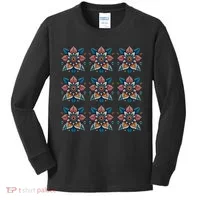 Cute Boho Floral Grid Stylized Flower Graphic Kids Long Sleeve Shirt thumb 0