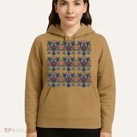 Cute Boho Floral Grid Stylized Flower Graphic Hoodie thumb 5