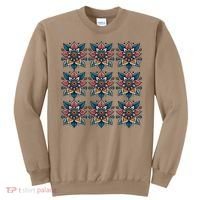 Cute Boho Floral Grid Stylized Flower Graphic Sweatshirt thumb 0