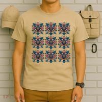 Cute Boho Floral Grid Stylized Flower Graphic T-Shirt thumb 6