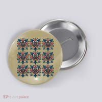 Cute Boho Floral Grid Stylized Flower Graphic Button thumb 0