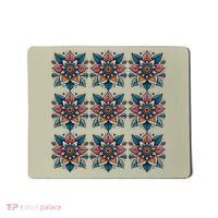 Cute Boho Floral Grid Stylized Flower Graphic Mousepad thumb 0