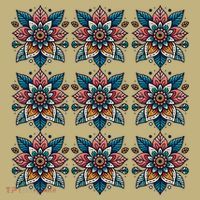 Cute Boho Floral Grid Stylized Flower Graphic Mousepad thumb 1