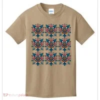 Cute Boho Floral Grid Stylized Flower Graphic Kids T-Shirt thumb 0