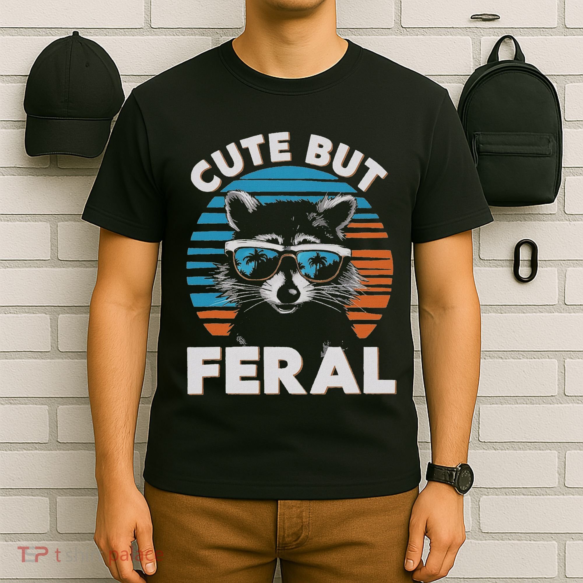 Cute But Feral Raccoon In Sunglasses T-Shirt