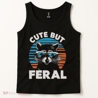 Cute But Feral Raccoon In Sunglasses Tank Top thumb 2