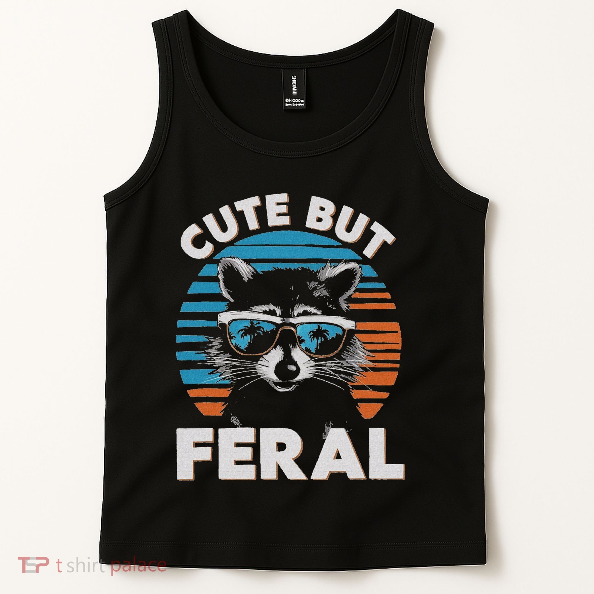 Cute But Feral Raccoon In Sunglasses Tank Top