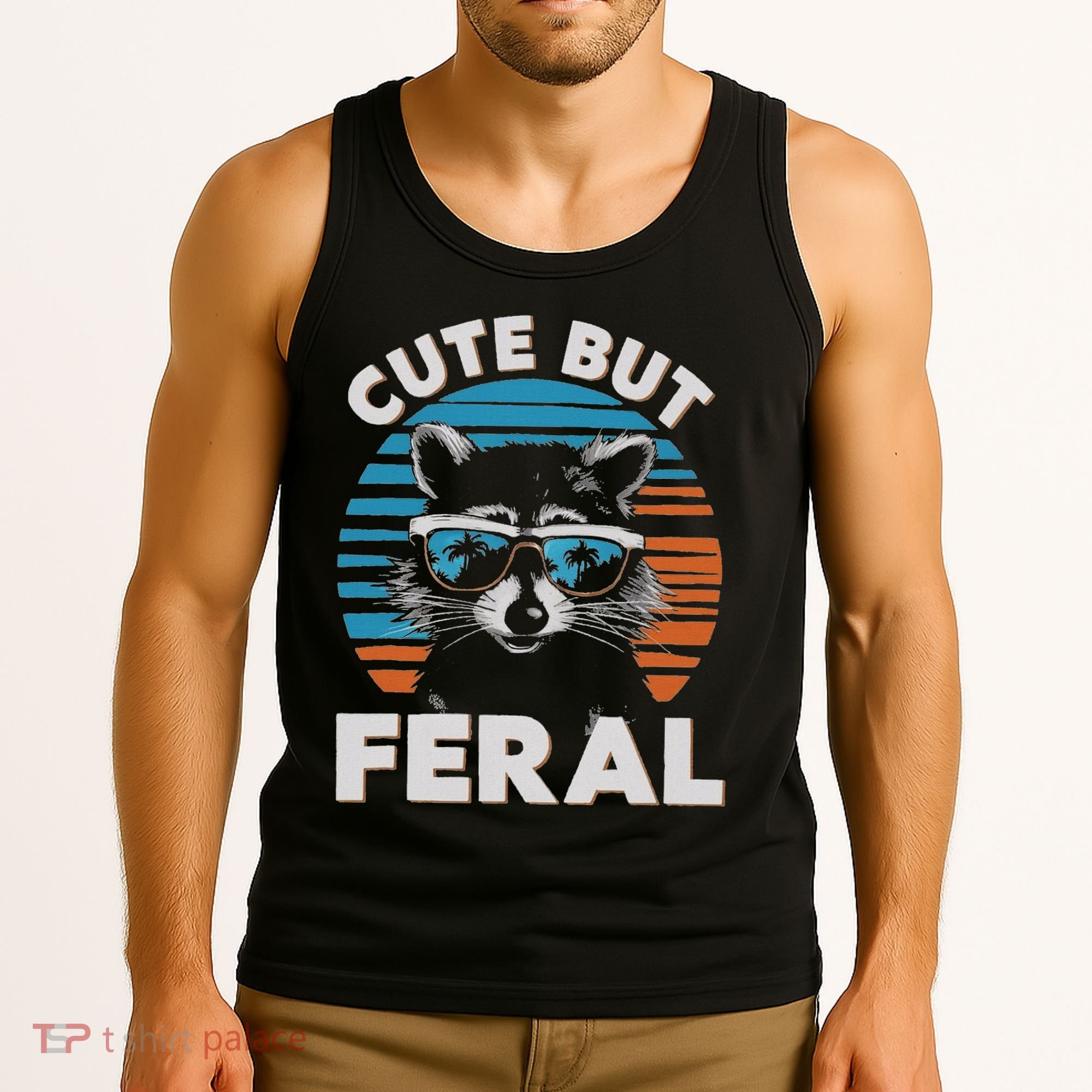 Cute But Feral Raccoon In Sunglasses Tank Top
