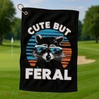 Cute But Feral Raccoon In Sunglasses Golf Towel thumb 1