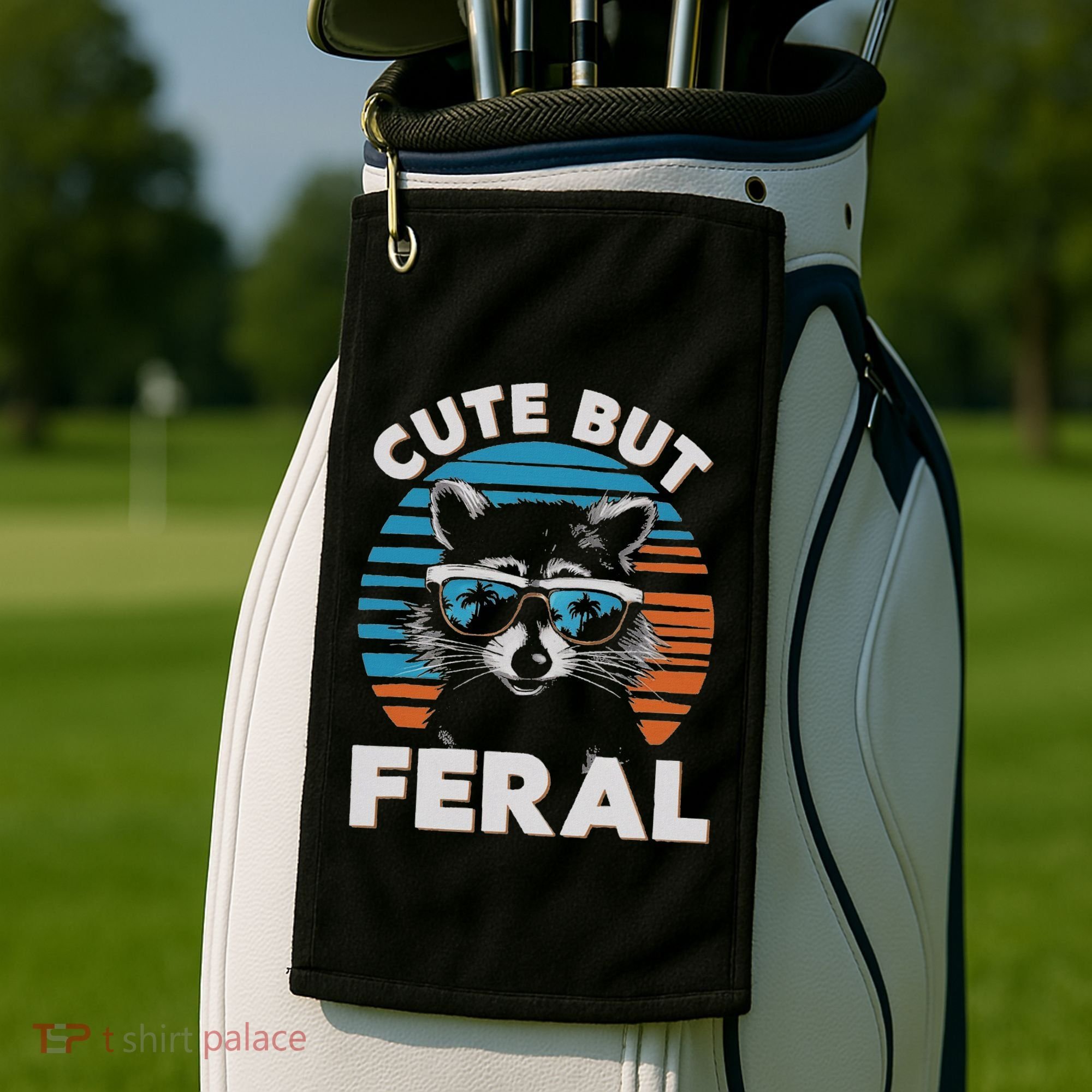 Cute But Feral Raccoon In Sunglasses Golf Towel
