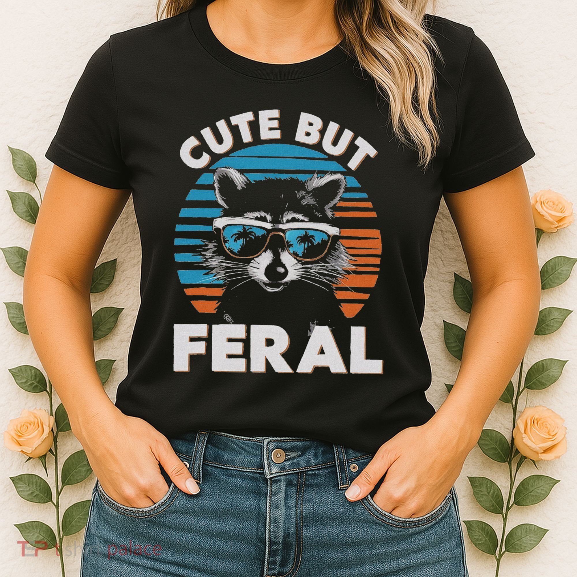 Cute But Feral Raccoon In Sunglasses Women's T-Shirt