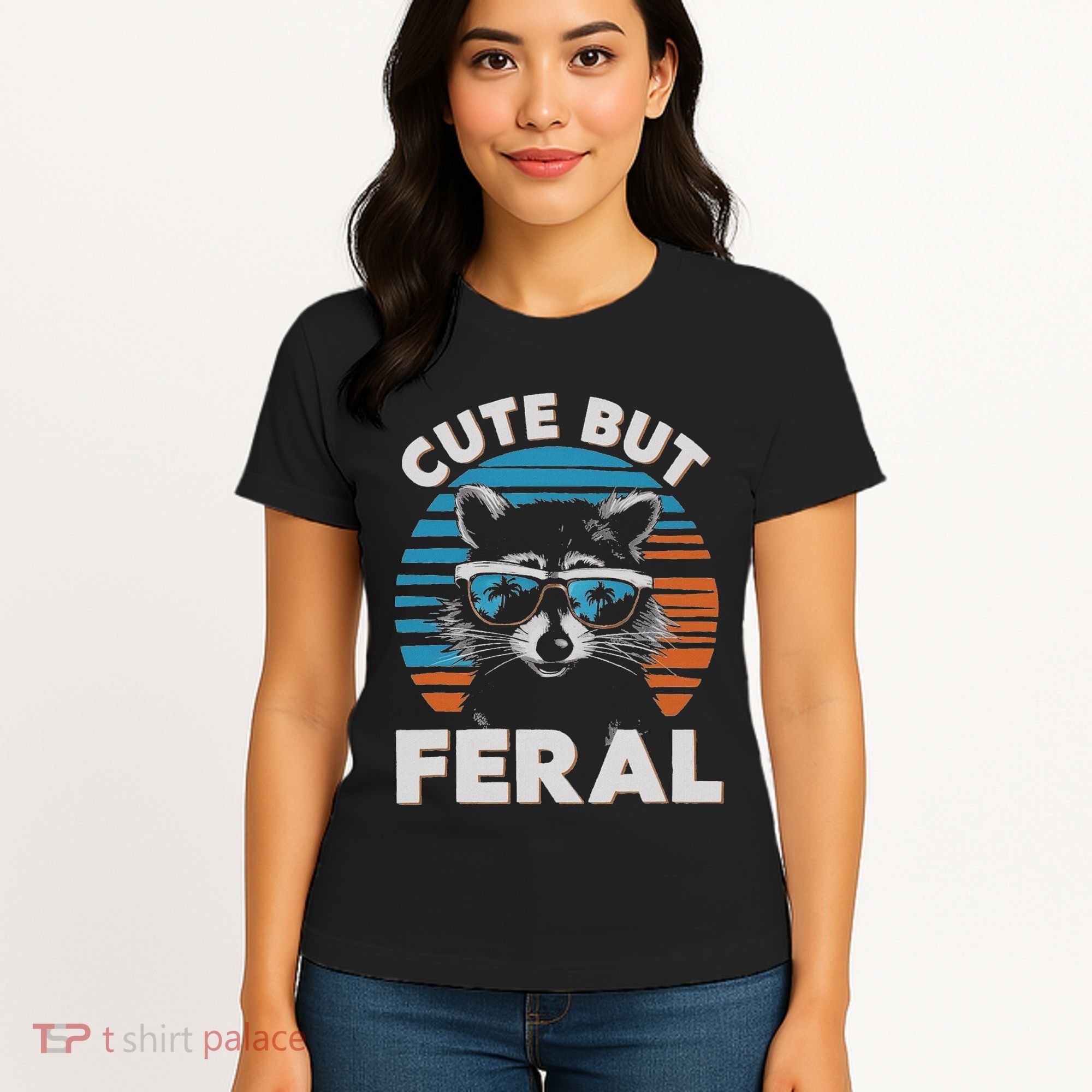 Cute But Feral Raccoon In Sunglasses Women's T-Shirt