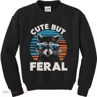 Cute But Feral Raccoon In Sunglasses Kids Sweatshirt thumb 0