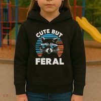 Cute But Feral Raccoon In Sunglasses Kids Hoodie thumb 3