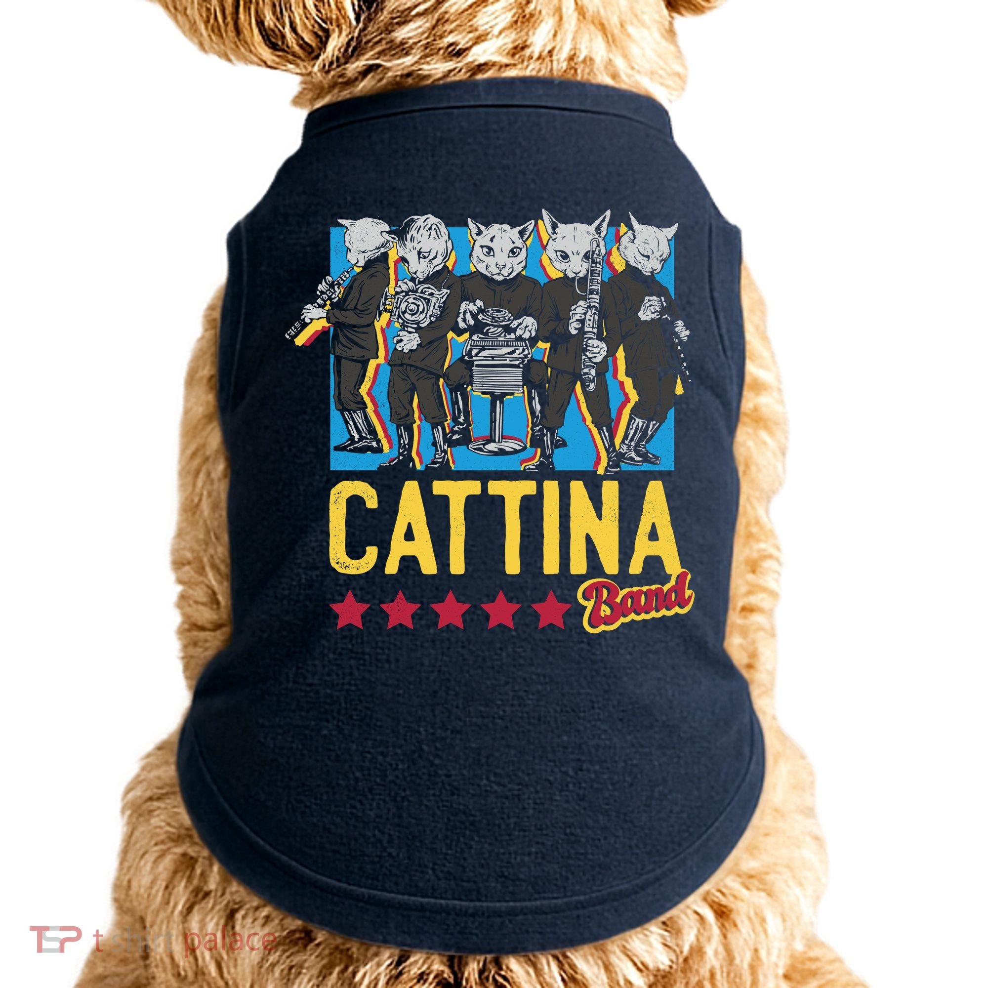 Cattina Band Funny Music Cats Doggie Tank