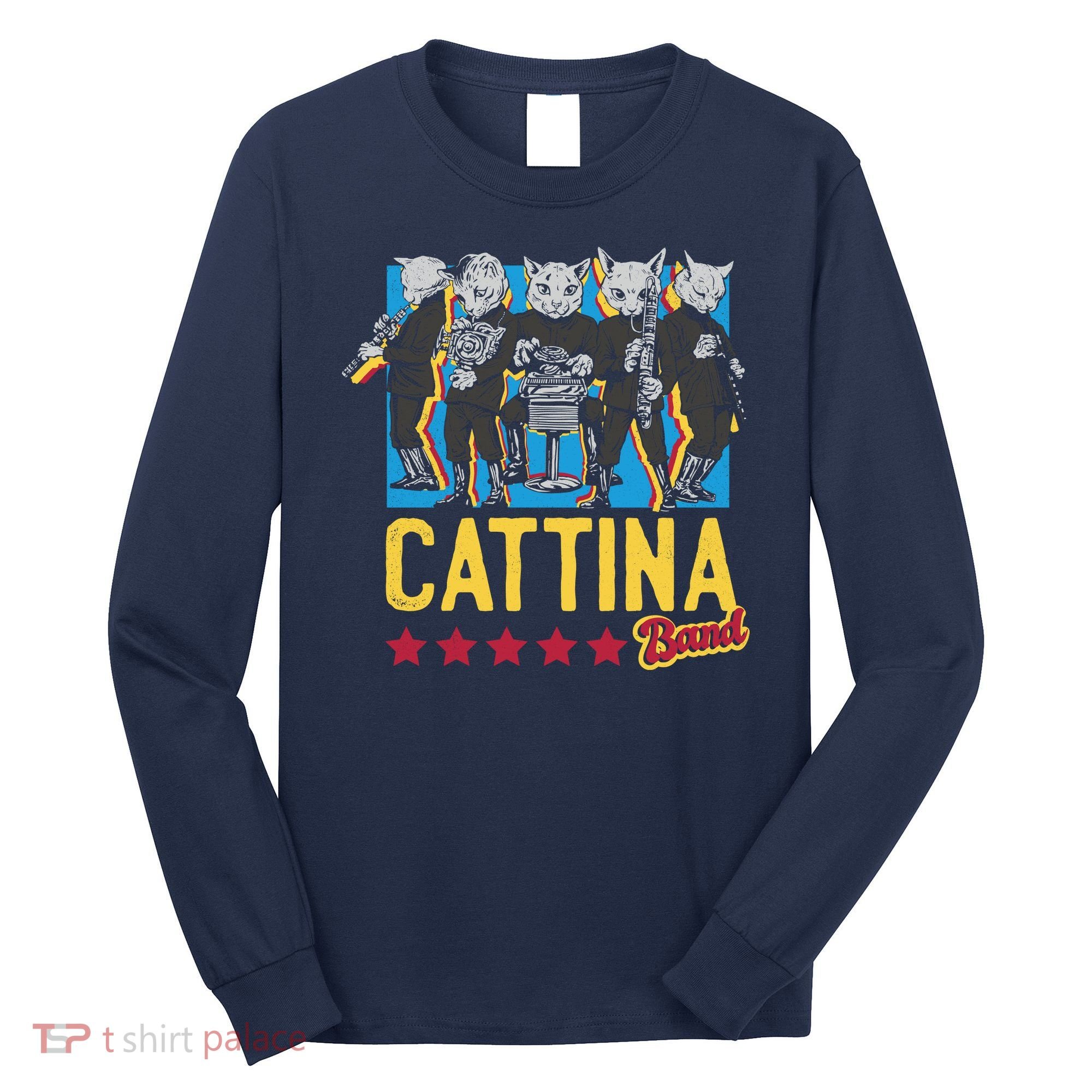 Cattina Band Funny Music Cats Long Sleeve Shirt