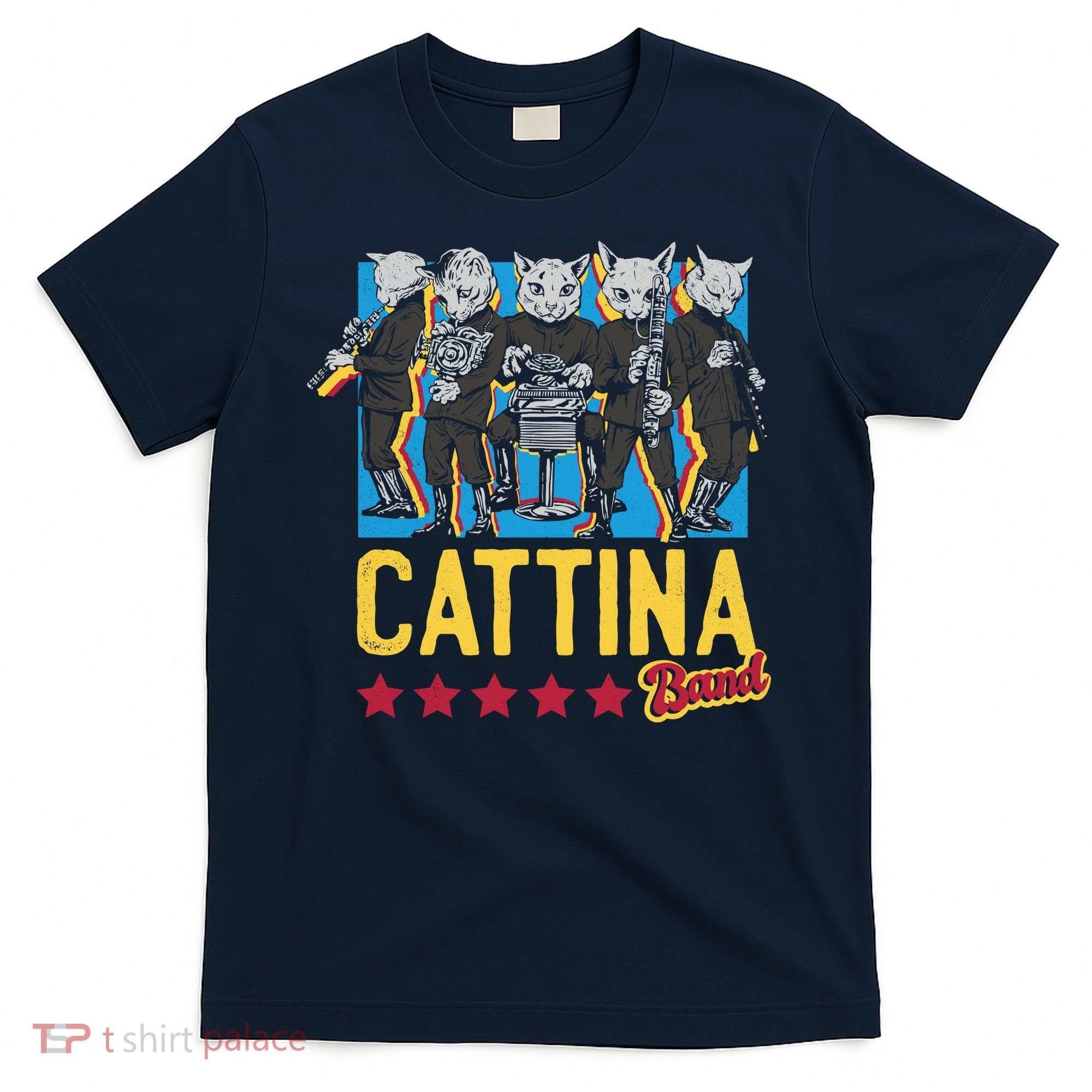 Cattina Band Funny Music Cats T-Shirt