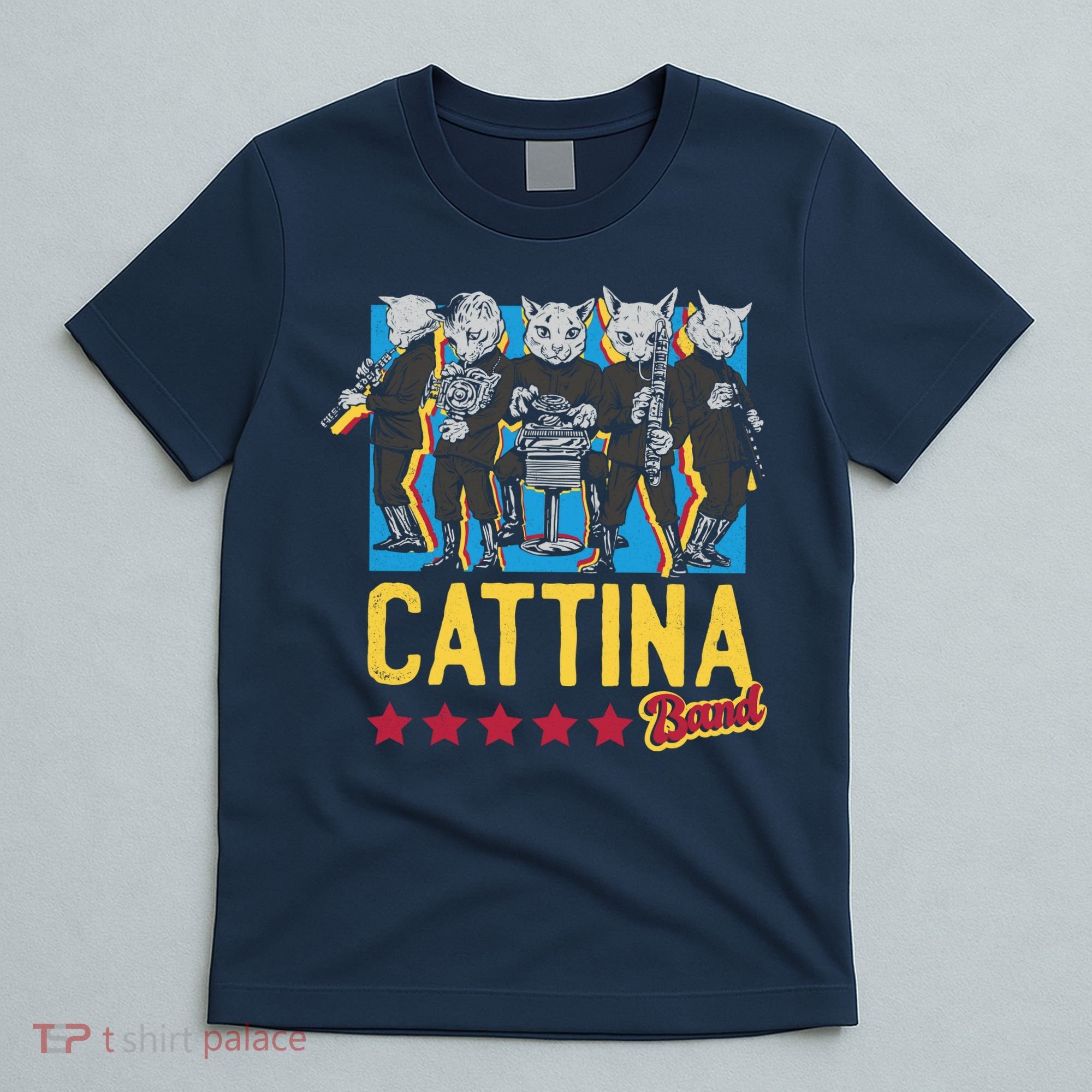 Cattina Band Funny Music Cats T-Shirt