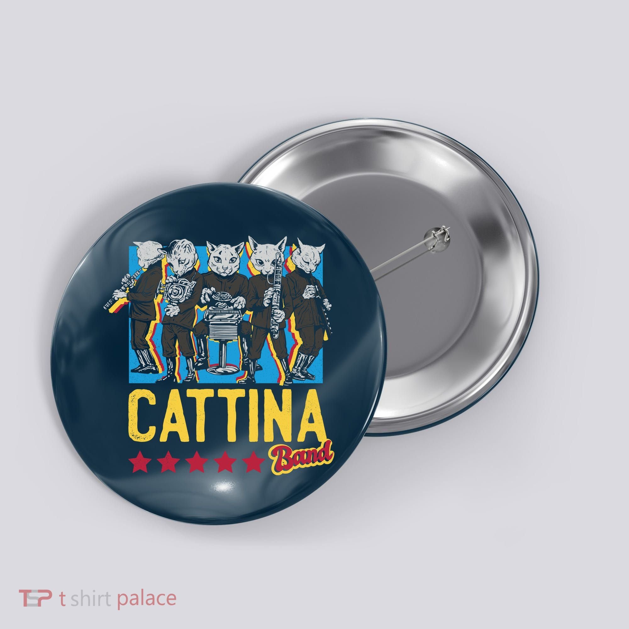 Cattina Band Funny Music Cats Button