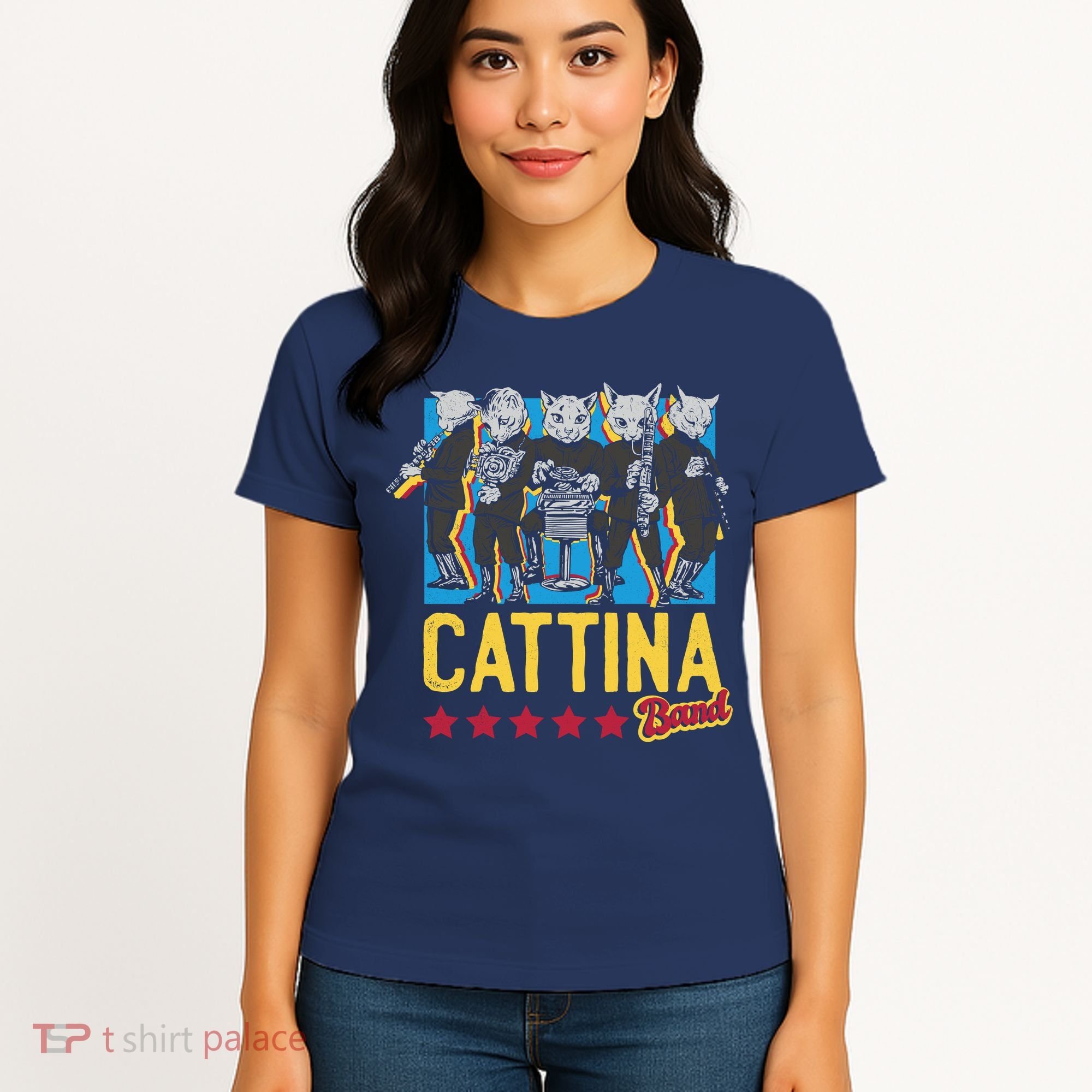 Cattina Band Funny Music Cats Women's T-Shirt