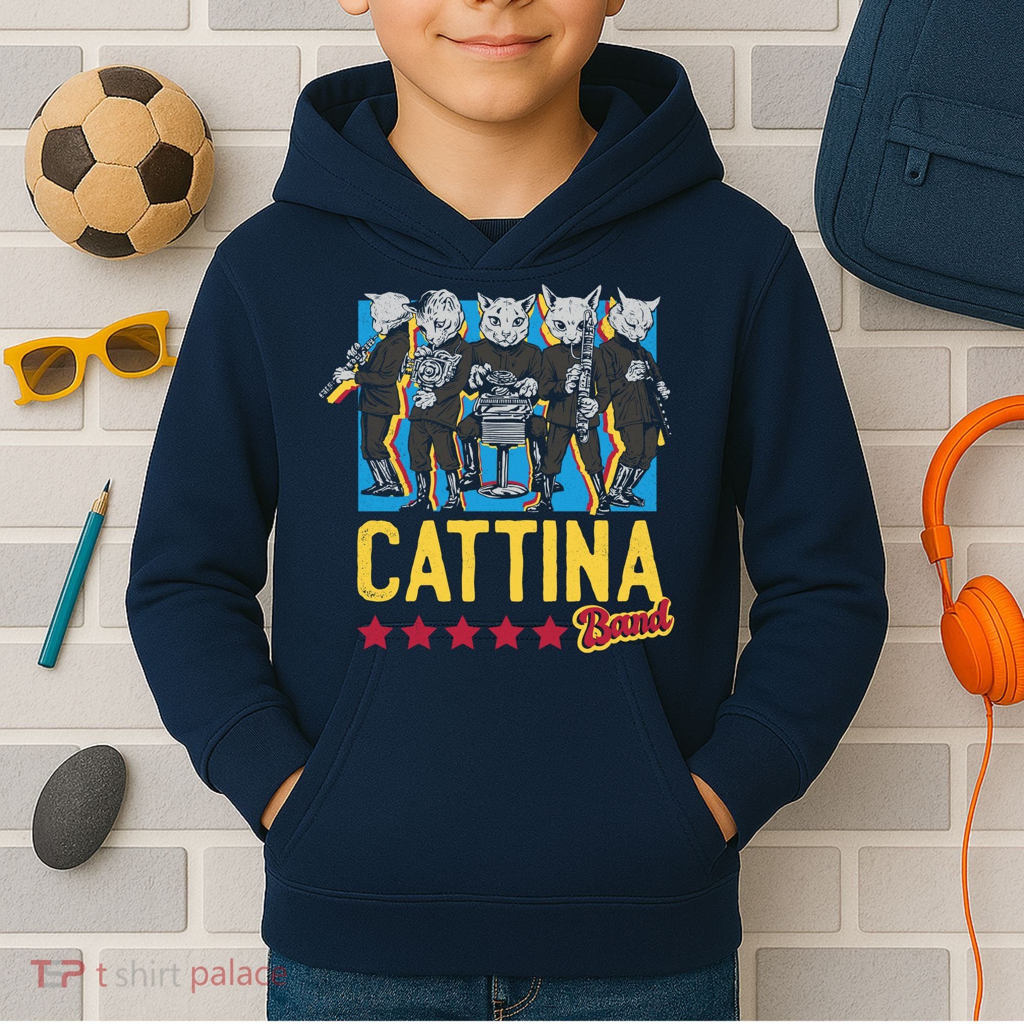 Cattina Band Funny Music Cats Kids Hoodie