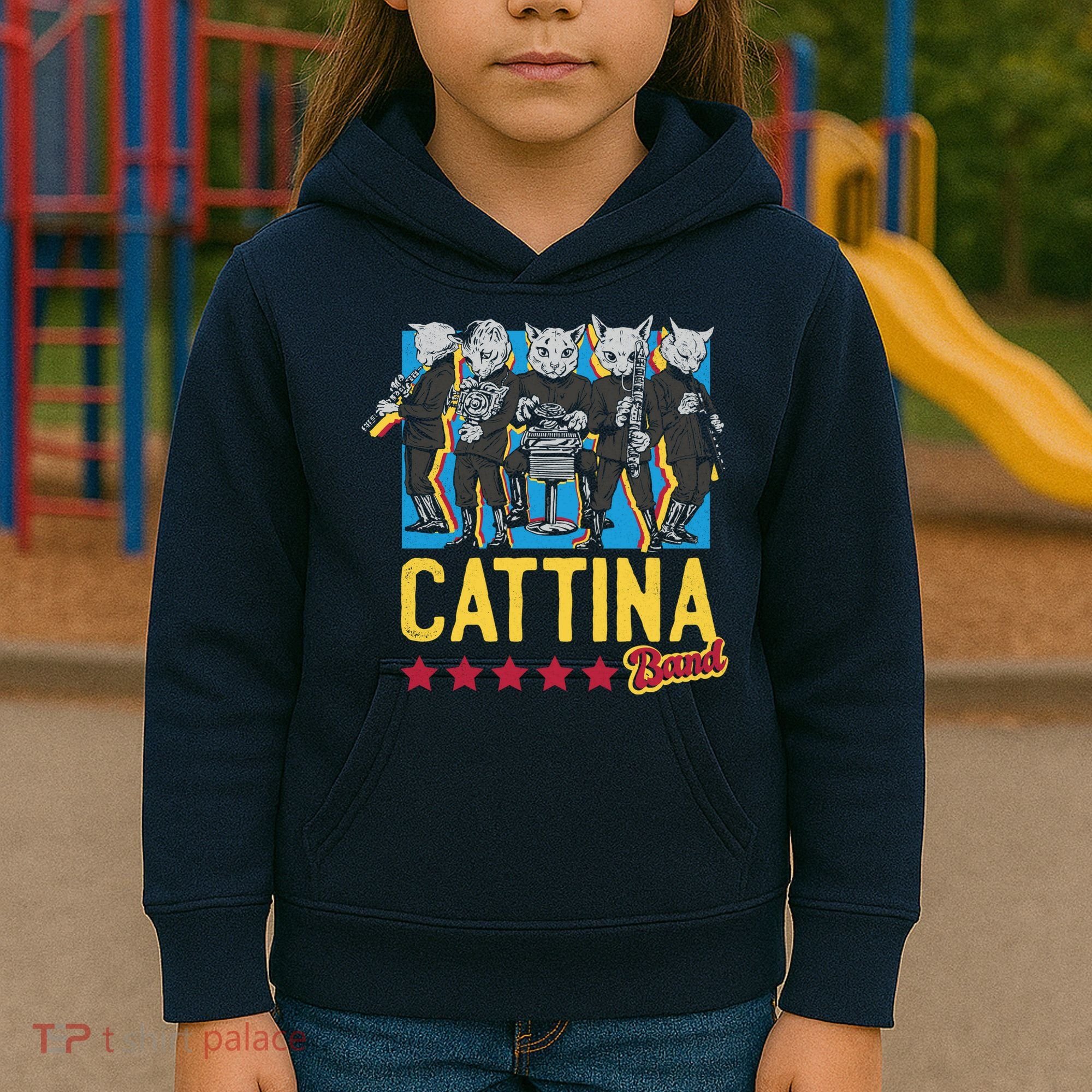 Cattina Band Funny Music Cats Kids Hoodie