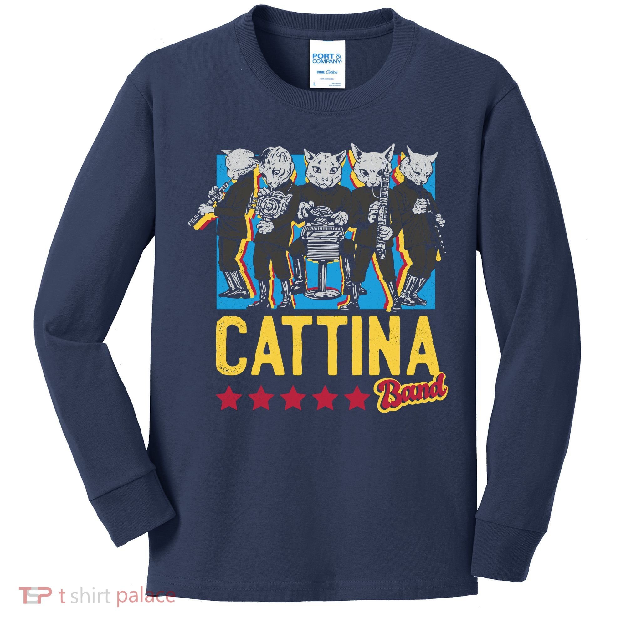 Cattina Band Funny Music Cats Kids Long Sleeve Shirt