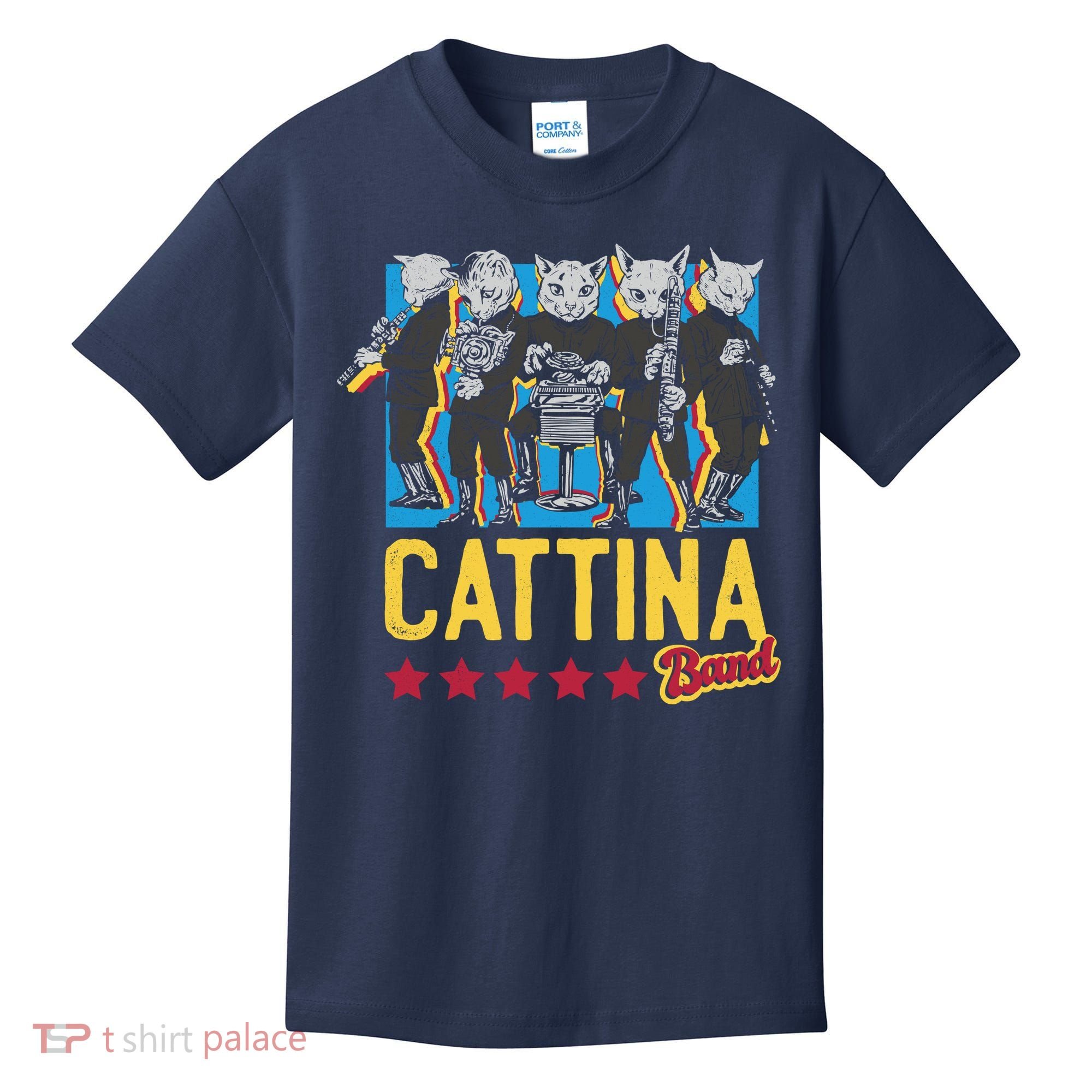 Cattina Band Funny Music Cats Kids T-Shirt