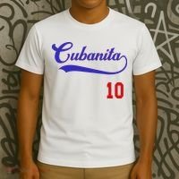 Cubanita Baseball Flag Souvenir Cubana Cuba Women Girl T-Shirt thumb 3