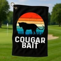 Cougar Bait Funny Dating Humor Sugar Momma Retro Animal Golf Towel thumb 1