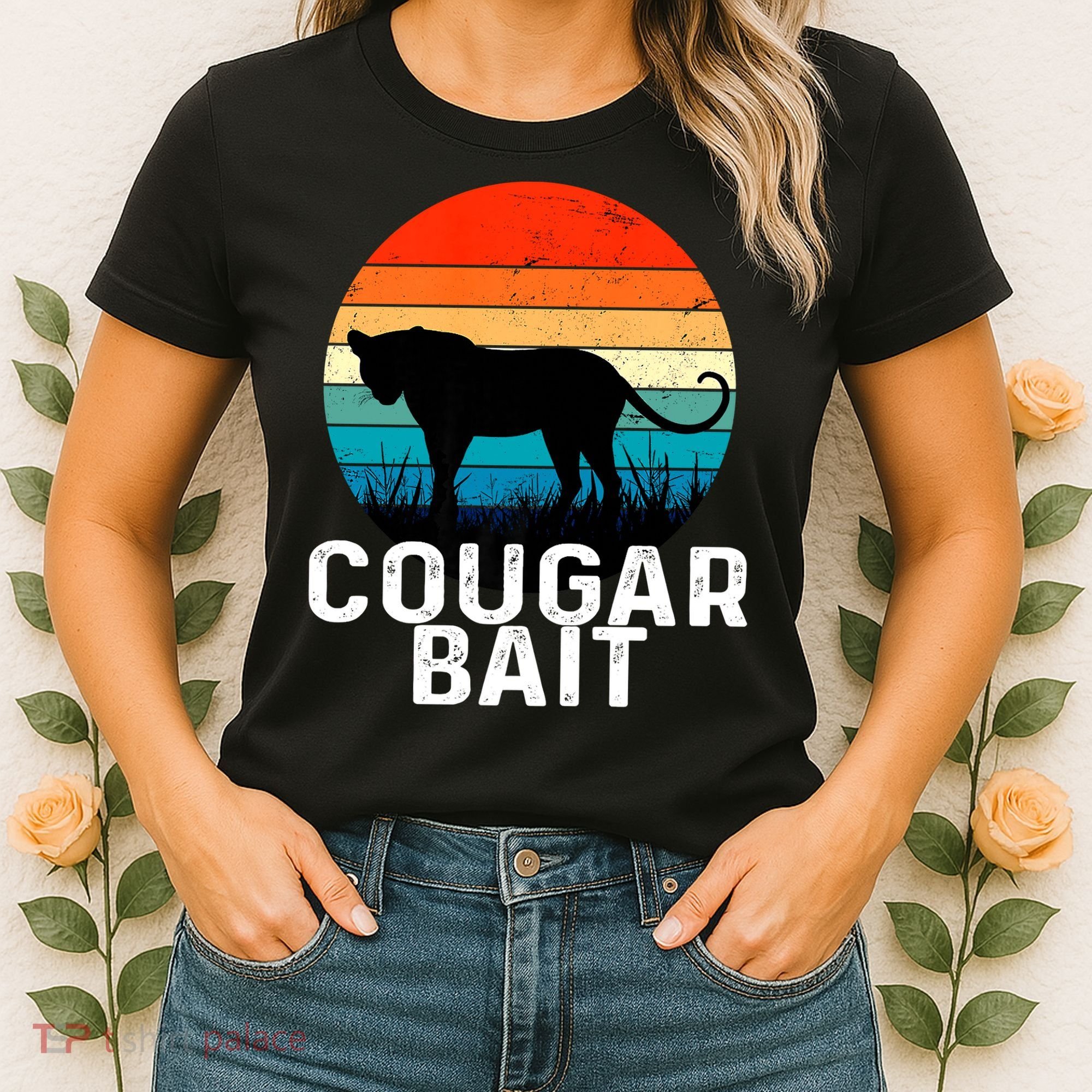 Cougar Bait Funny Dating Humor Sugar Momma Retro Animal Women's T-Shirt