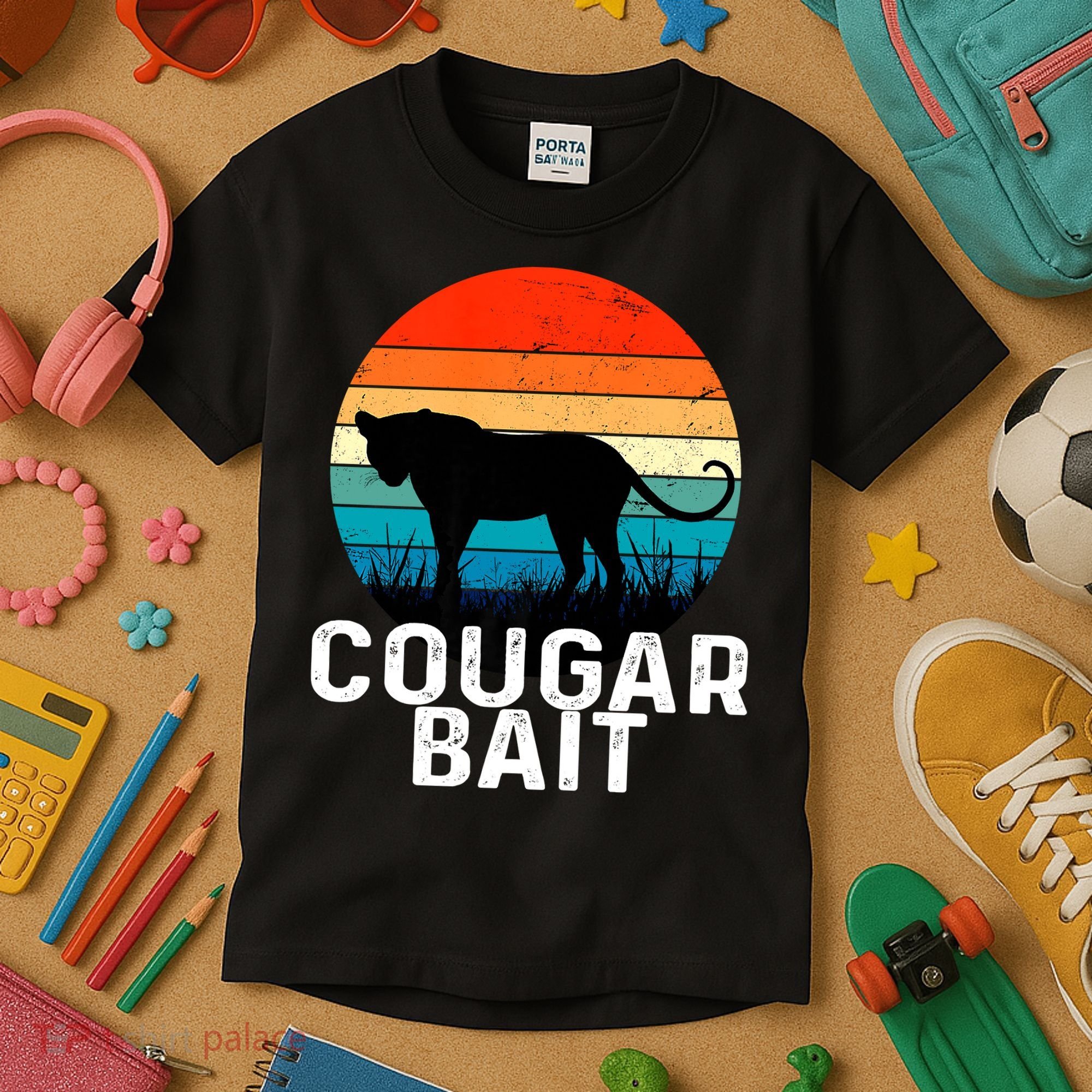 Cougar Bait Funny Dating Humor Sugar Momma Retro Animal Kids T-Shirt