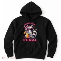 Cute But Feral Raccoon Gift Hoodie thumb 0