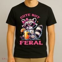 Cute But Feral Raccoon Gift T-Shirt thumb 3