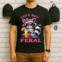 Cute But Feral Raccoon Gift T-Shirt thumb 6