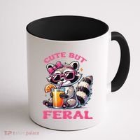 Cute But Feral Raccoon Gift Coffee Mug thumb 1