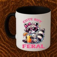 Cute But Feral Raccoon Gift Coffee Mug thumb 2