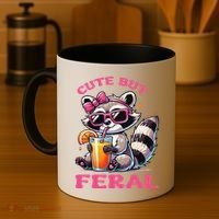 Cute But Feral Raccoon Gift Coffee Mug thumb 4