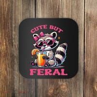 Cute But Feral Raccoon Gift Coaster thumb 0